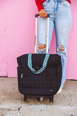 Tenley Quilted Roller Bag-Black