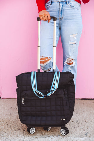 Tenley Quilted Roller Bag-Black