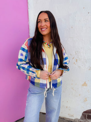Prism Plaid Jacket-Blue Mix