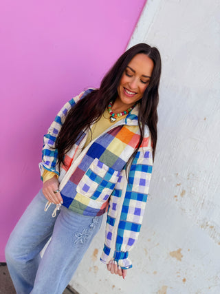 Prism Plaid Jacket-Blue Mix