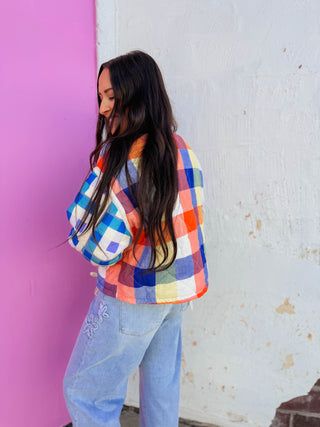 Prism Plaid Jacket-Blue Mix
