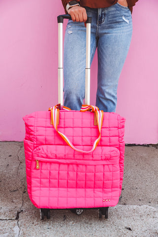 Tenley Quilted Roller Bag-Fuchsia