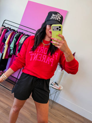 Favorite Parent Crewneck-Red