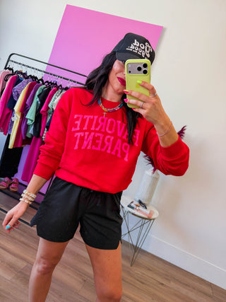 Favorite Parent Crewneck-Red