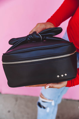 Madelyn Bow Makeup Bag-Black