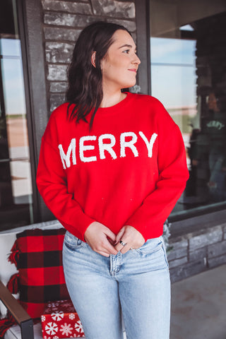 Merry Patch Sweater-Red/White