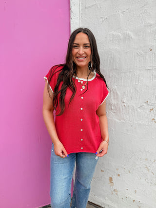 Megan Knit Top-Red