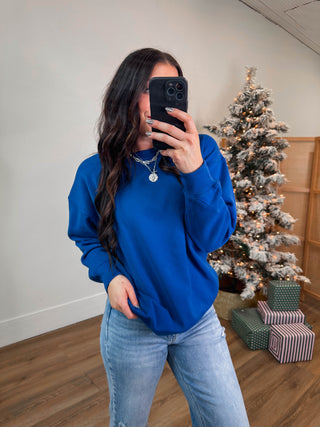 Everyday Luxe Crewneck-Classic Blue