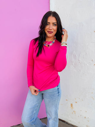 Everyday Essential Long Sleeve-Hot Pink