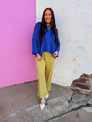 Nora Polka Dot Pants-Chartreuse