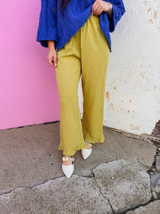 Nora Polka Dot Pants-Chartreuse