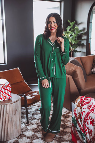 Cozy Christmas Pajama Set-Green