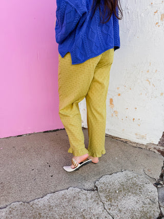 Nora Polka Dot Pants-Chartreuse