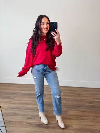 Karson Sweater-Dark Red