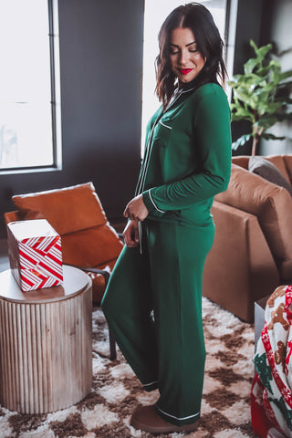 Cozy Christmas Pajama Set-Green