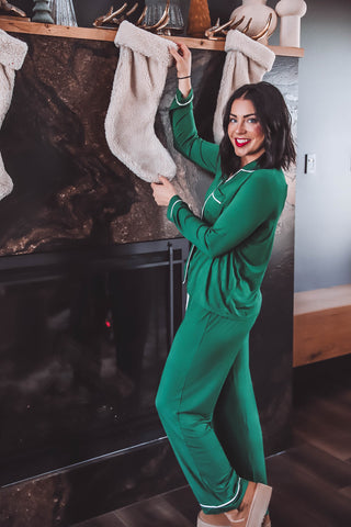 Cozy Christmas Pajama Set-Green