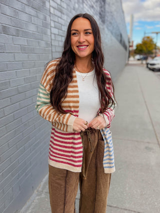 Saylor Color Block Striped Cardigan