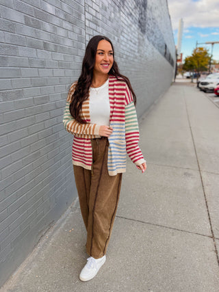 Saylor Color Block Striped Cardigan