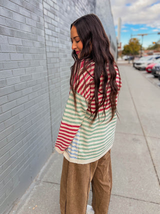 Saylor Color Block Striped Cardigan