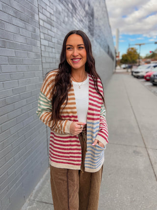 Saylor Color Block Striped Cardigan