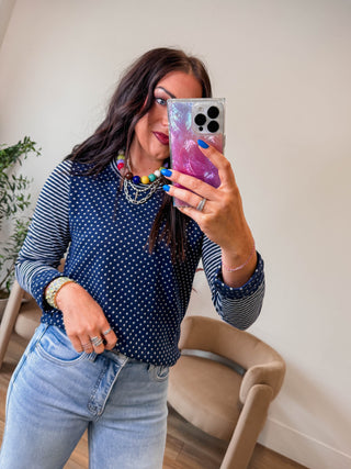 Pattern Play Top-Navy