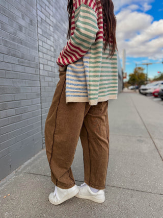 Karley Barrel Pants-Brown