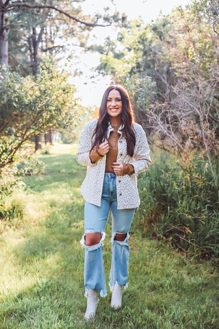 Kami Denim Floral Jacket-Cream