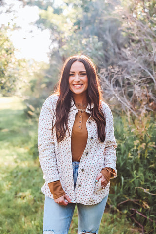 Kami Denim Floral Jacket-Cream