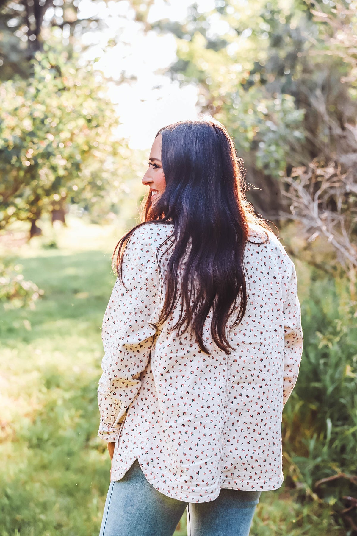 Kami Denim Floral Jacket-Cream