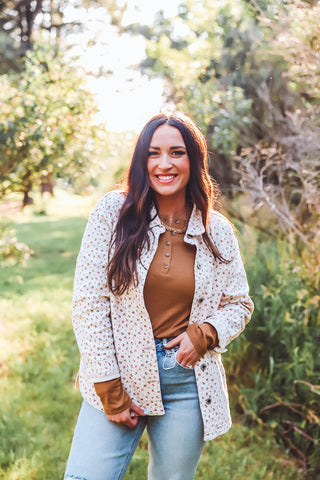 Kami Denim Floral Jacket-Cream