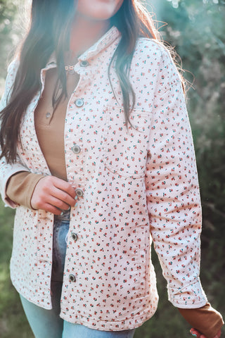 Kami Denim Floral Jacket-Cream