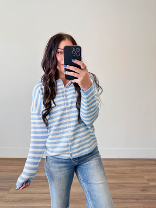 Take It Easy Cardigan-Light Blue