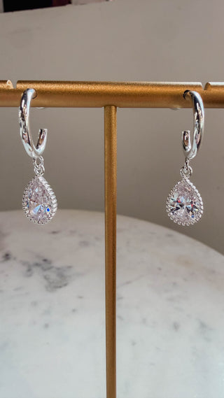 Silver Teardrop Rhinestone Huggies