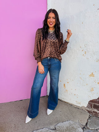 Julia Leopard Velvet Top