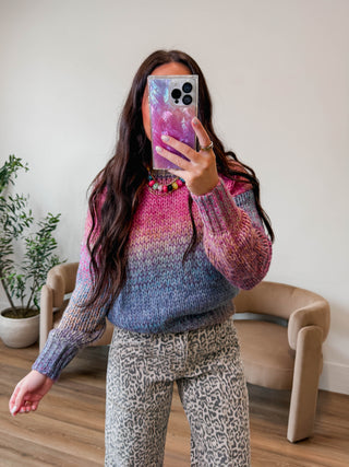 The Color Pop Sweater features a cozy chunky knit construction in vibrant multicolor ombre yarn that transitions beautifully across the garment. The classic round neckline and long sleeves offer timeless style, while the textured knit adds dimension and visual interest. Perfect for layering or wearing solo, this pullover sweater delivers comfort and eye-catching color in one piece.
house of color Spring
house of color Summer
shop by color season
