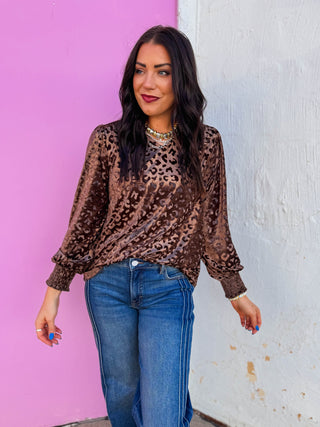 Julia Leopard Velvet Top
