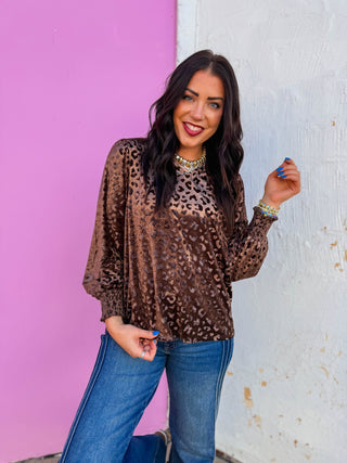 Julia Leopard Velvet Top