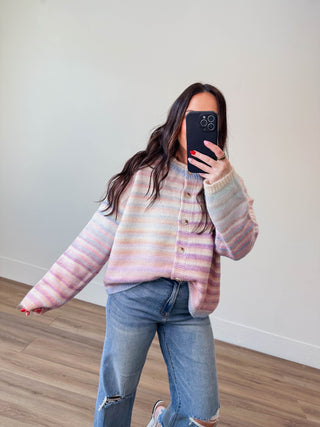 Over The Rainbow Cardigan-Bubblegum/Mint