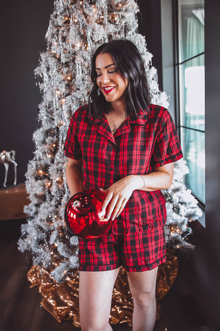 Dasher Plaid Pajama Set-Red