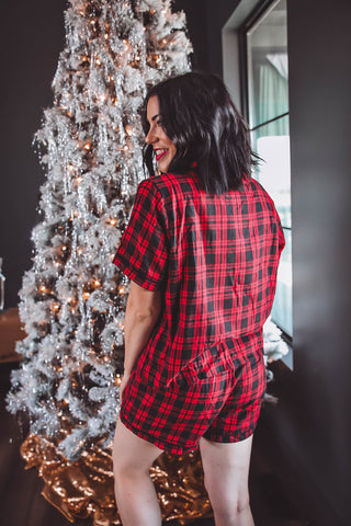 Dasher Plaid Pajama Set-Red