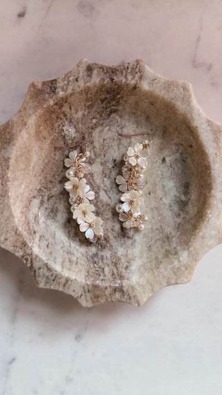 Flower & Pearl Drop Earring