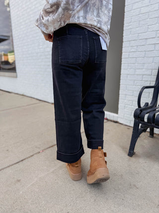 Blakely High Rise Wide Leg Denim-Black