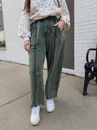 Karley Barrel Pants-Teal