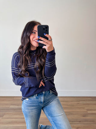 Lucy Striped Sweater-Dark Navy