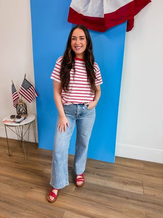 Go-Getter Striped Tee-Ruby