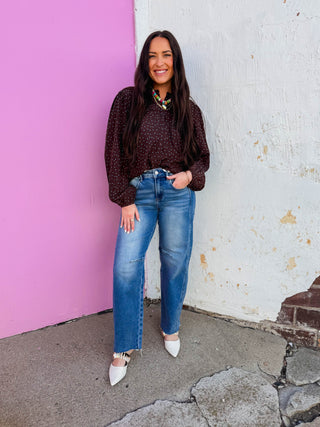 Trixie Polka Dot Top-Brown