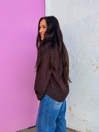 Trixie Polka Dot Top-Brown