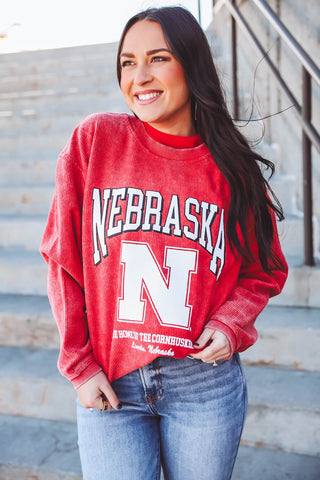 Nebraska Huskers Corded Crewneck