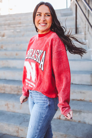 Nebraska Huskers Corded Crewneck