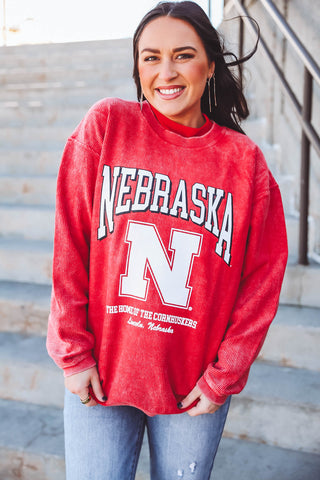 Nebraska Huskers Corded Crewneck